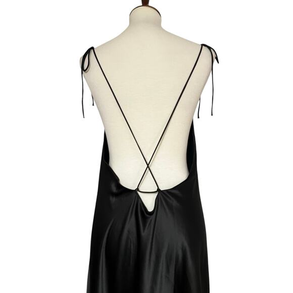 NWT‎ Victorias Secret Women's Black Satin Embellished Midi Slip Dress Size Large - Picture 8 of 10